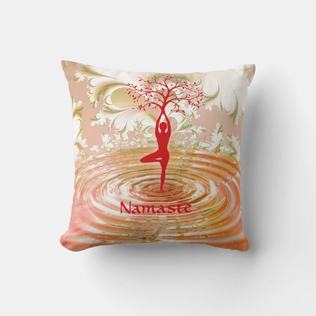 Namaste Quote Tree of Life Zen Yoga Cushion (Front)
