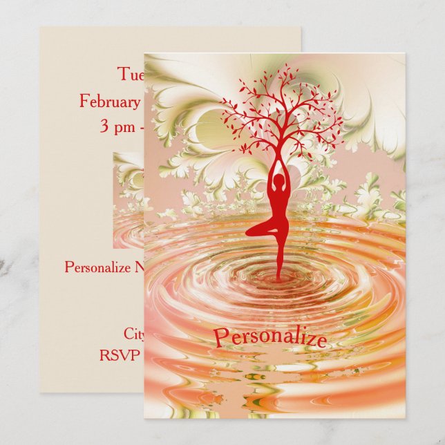 Namaste Quote Tree of Life Zen Yoga Invitation (Front/Back)