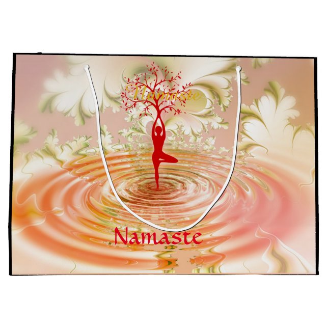 Namaste Quote Tree of Life Zen Yoga Large Gift Bag (Back)