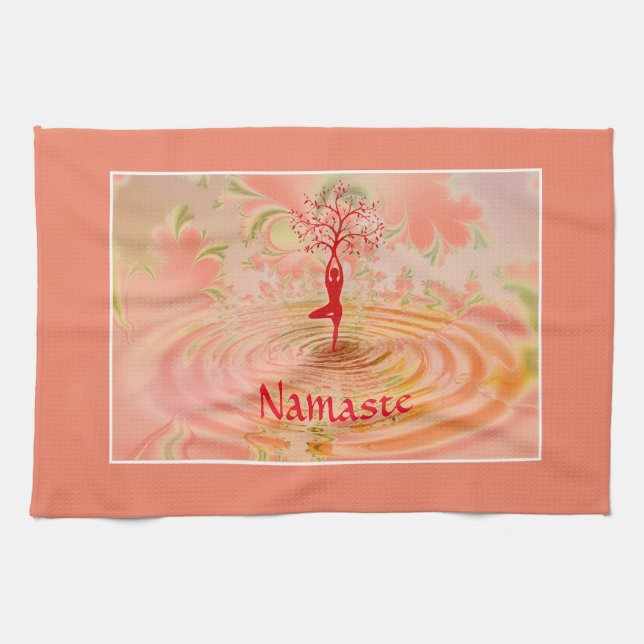 Namaste Quote Tree of Life Zen Yoga Tea Towel (Horizontal)