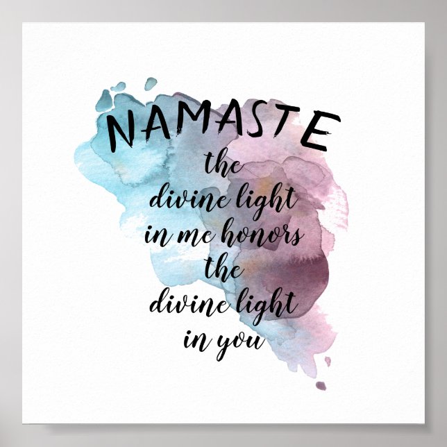 Namaste quote watercolor splash blue and purple poster (Front)