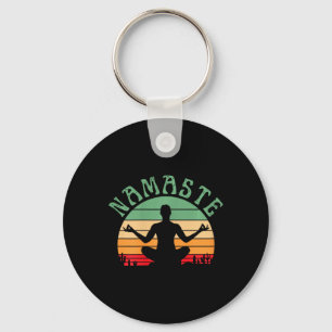 Namaste Rabbit With Mandala Funny Yoga Meditation Key Ring