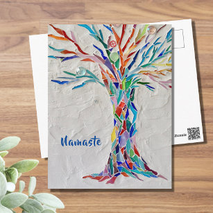 Namaste Rainbow Colors Tree of Life Postcard