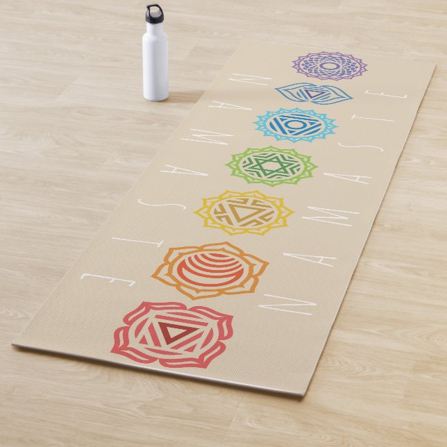 Namaste Rainbow Coloured Chakras Yoga Mat (In Situ)
