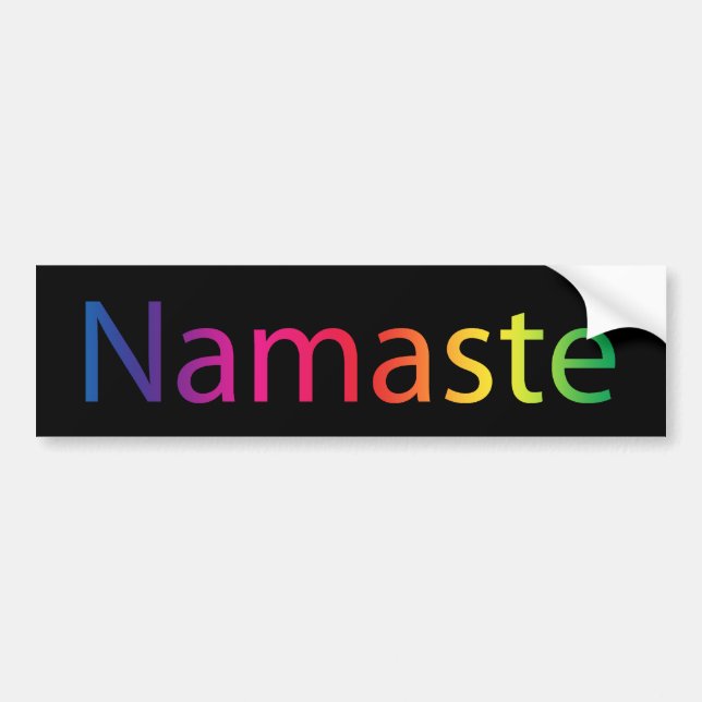 Namaste Rainbow Inspirational Quote Black Bumper Sticker (Front)