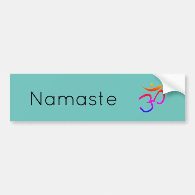 Namaste Rainbow Om Symbol Teal Green Bumper Sticker (Front)
