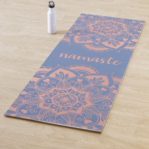 Namaste Rose Gold Mandala Flower Blue Yoga Mat