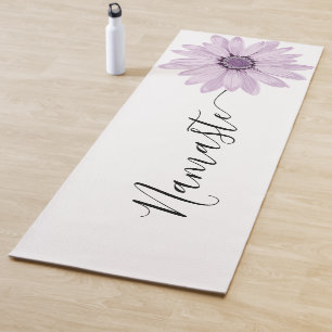 Namaste Script Purple Flower Stem Yoga Mat