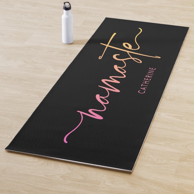Namaste Script Writing Gradient Custom Exercise Yoga Mat (In Situ)