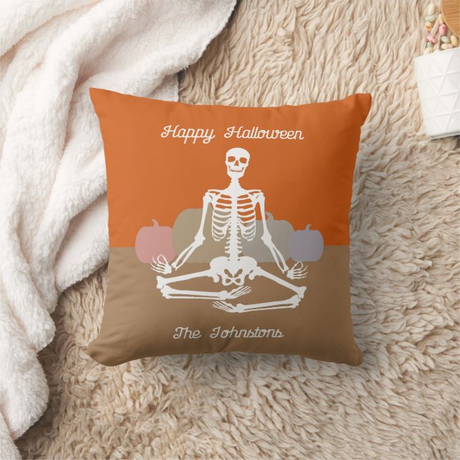 Namaste Skeleton Personalised Last Name Cushion (Blanket)