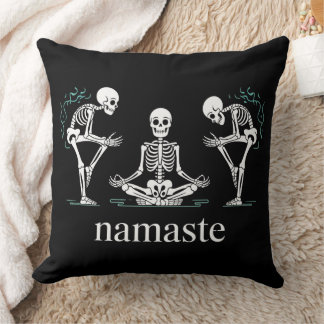Namaste Skeletons  – Funny Yoga Halloween Cushion