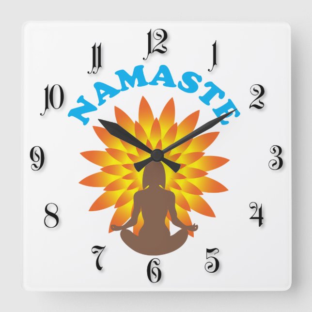 Namaste Square Wall Clock (Front)