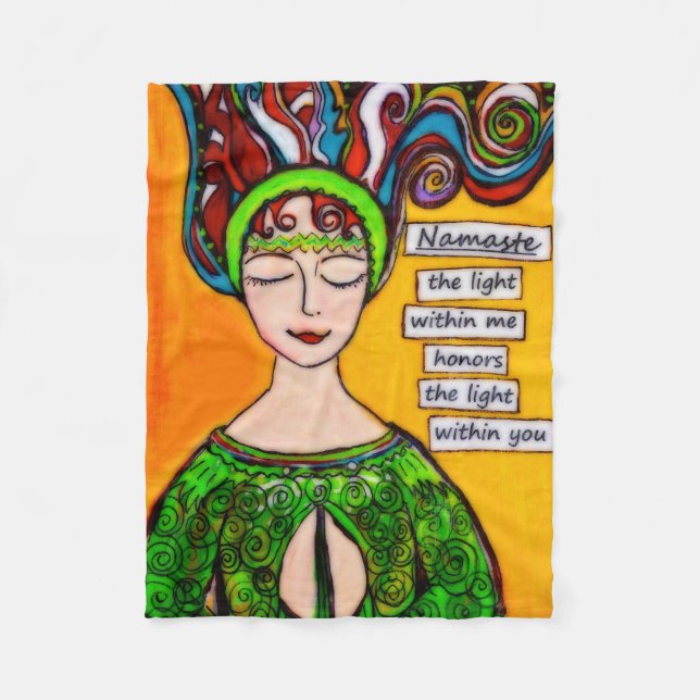 Namaste' the light within me honours the light fleece blanket (Front)