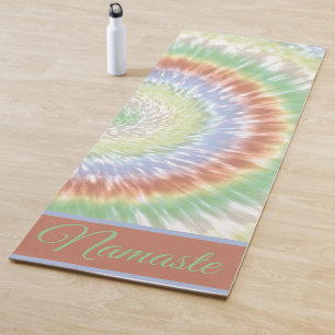 Namaste Tie Dye Pastel Rainbow Green Blue Orange Yoga Mat