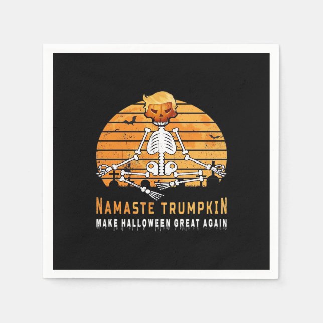 Namaste Trumpkin Make Halloween Great Again Medita Napkin (Front)