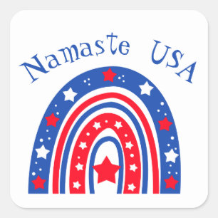 Namaste USA Patriotic Rainbow  Square Sticker