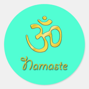 Namaste w/ ome blue green sticker