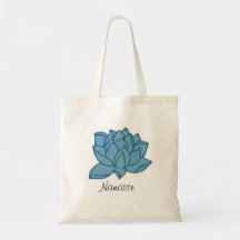Namaste Watercolor Blue Lotus Yoga Tote