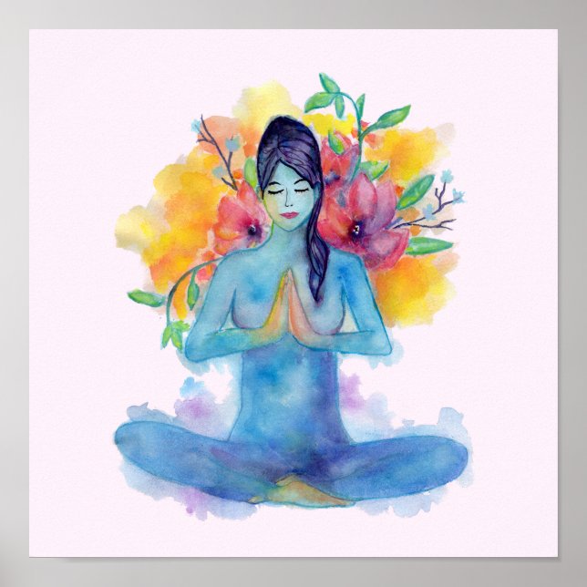 Namaste Watercolor Meditation Poster (Front)