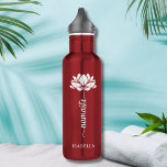 Namaste Whit Lotus Flower Modern Personalised Name 710 Ml Water Bottle<br><div class="desc">Namaste White Lotus Flower Modern Personalised Name Sports Fitness Yoga Stainless Steel Water Bottle features a white lotus flower with the text "namaste" in modern hand lettered calligraphy script and personalised with your name. Perfect gift for friends and family for birthday, Christmas, Mother's Day, best friends, yoga lovers, fitness and...</div>