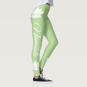 Namaste White Lotus Flower Yoga Leggings