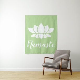 Namaste White Lotus Yoga Tapestry