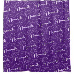 NAMASTE white seamless pattern with LINES Shower Curtain