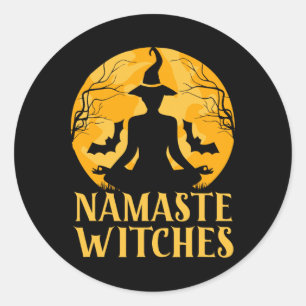 Namaste Witches Halloween Yoga Lover Classic Round Sticker