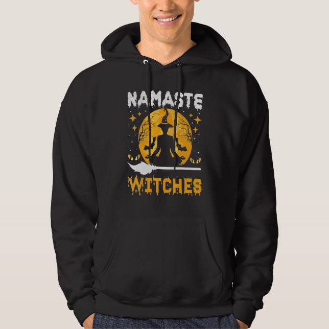 Namaste Witches Halloween Yoga Witch Hoodie (Front)