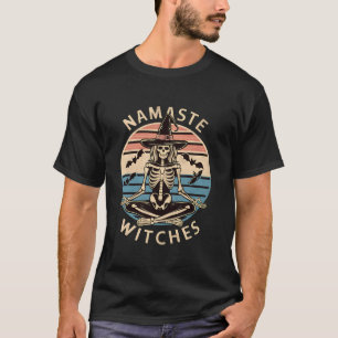Namaste Witches Meditating Skeleton Yoga Halloween T-Shirt