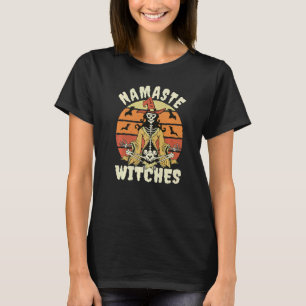 Namaste Witches Meditating Skeleton Yoga Halloween T-Shirt