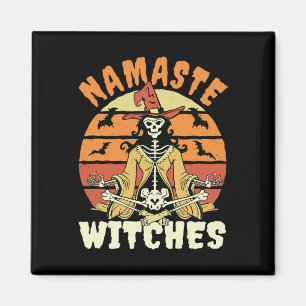 Namaste Witches Skeleton Halloween Yoga Magnet