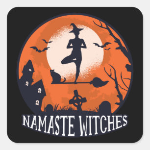 Namaste Witches Square Sticker