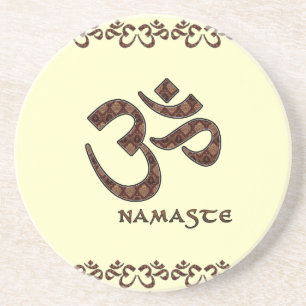Namaste with Om Symbol Brown and Cream Coaster