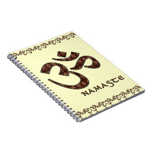 Namaste with Om Symbol Brown and Cream Notebook