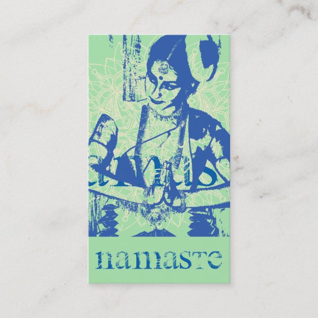 Namaste Woman In Sari Business Card (Front)