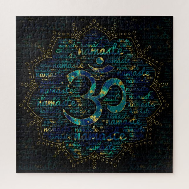 Namaste Word Art in Lotus with OM symbol Jigsaw Puzzle (Vertical)