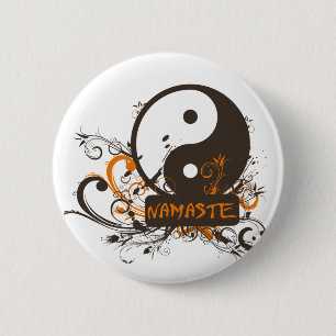Namaste Yin Yang 6 Cm Round Badge