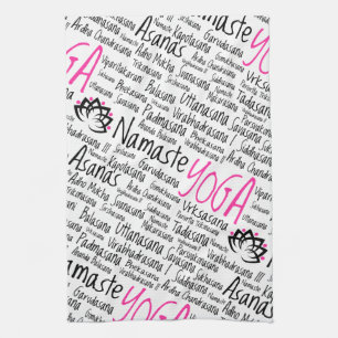 Namaste Yoga Asanas Positions Names in Sanskrit Tea Towel