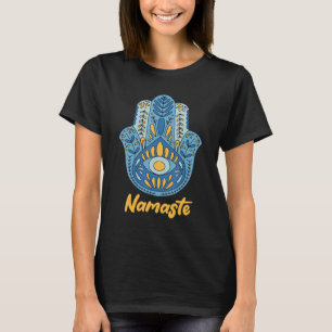 Namaste Yoga Hand of Hamsa Hinduism Fatima Arabic T-Shirt