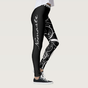 Namaste Yoga Leggings - Black and White Spirals