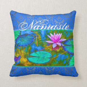 Namaste Yoga Lotus Blossom and Damask Cushion