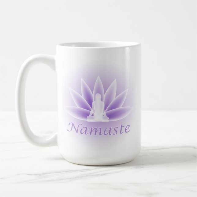Namaste Yoga Lotus Woman Flower Violet   Coffee Mug (Left)