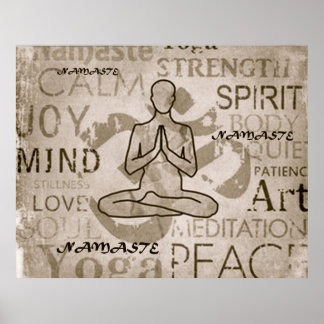 Namaste Yoga Love Charcoal Lotus Print