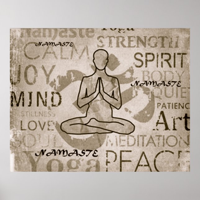 Namaste Yoga Love Charcoal Lotus Print (Front)