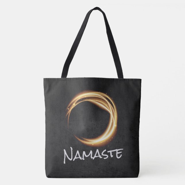 Namaste Yoga Meditation Instructor Black Gold ZEN Tote Bag (Front)