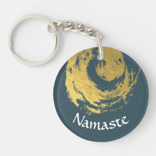 Namaste Yoga Meditation Instructor Blue Gold ZEN Key Ring