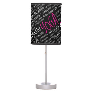 Namaste Yoga Pink Black Asanas Positions Desk Lamps
