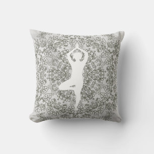 Namaste Yoga Pose Mandala Pattern Cushion