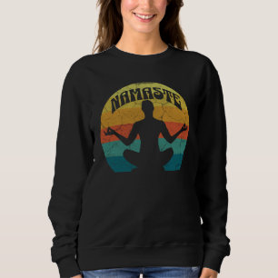 Namaste Yoga Pose Peace Meditate Zen Retro Sunset Sweatshirt
